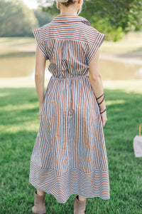 Always A Good Choice Blue Striped Midi Dress