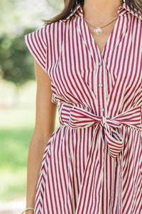 Always A Good Choice Burgundy Striped Midi Dress