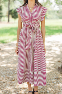 Always A Good Choice Burgundy Striped Midi Dress