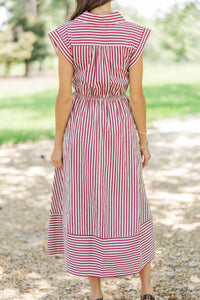 Always A Good Choice Burgundy Striped Midi Dress