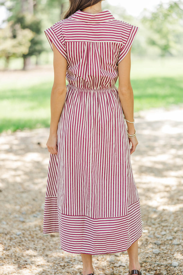 Always A Good Choice Burgundy Striped Midi Dress
