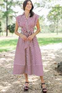 Always A Good Choice Burgundy Striped Midi Dress
