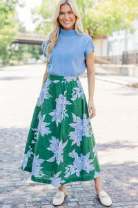 Just My Style Emerald Large Floral Midi Skirt