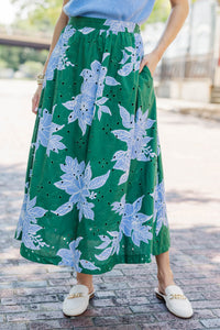 Just My Style Emerald Large Floral Midi Skirt