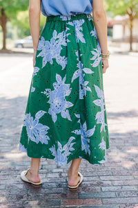 Just My Style Emerald Large Floral Midi Skirt