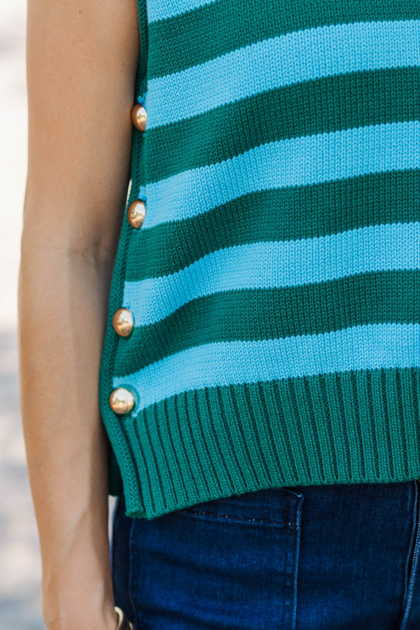 Smiling Inside Emerald Green Striped Sweater