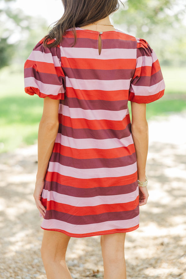 Favorite Feeling Burgundy Striped Dress