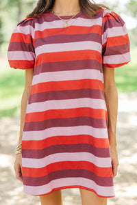 Favorite Feeling Burgundy Striped Dress
