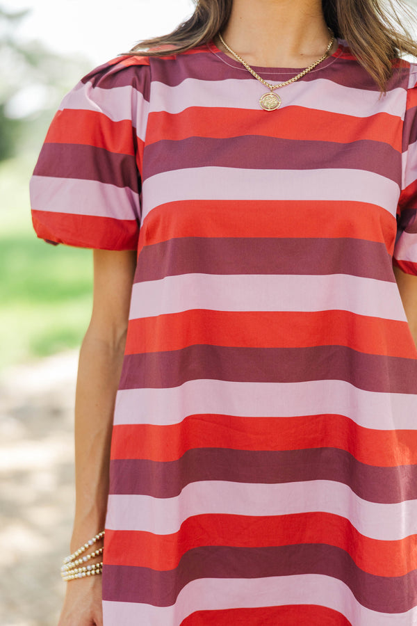 Favorite Feeling Burgundy Striped Dress