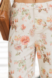 Feeling Good Cream Floral Wide Leg Jeans