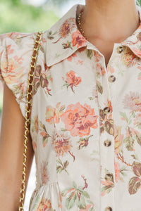 Looking Good Cream Floral Blouse