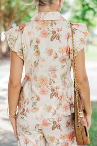 Looking Good Cream Floral Blouse