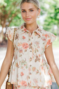 Looking Good Cream Floral Blouse