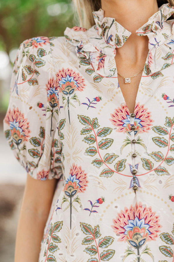 Daily Darling Cream Floral Blouse