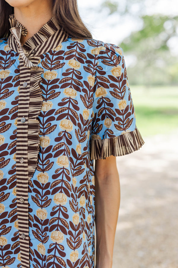 It's A Keeper Blue Floral Dress