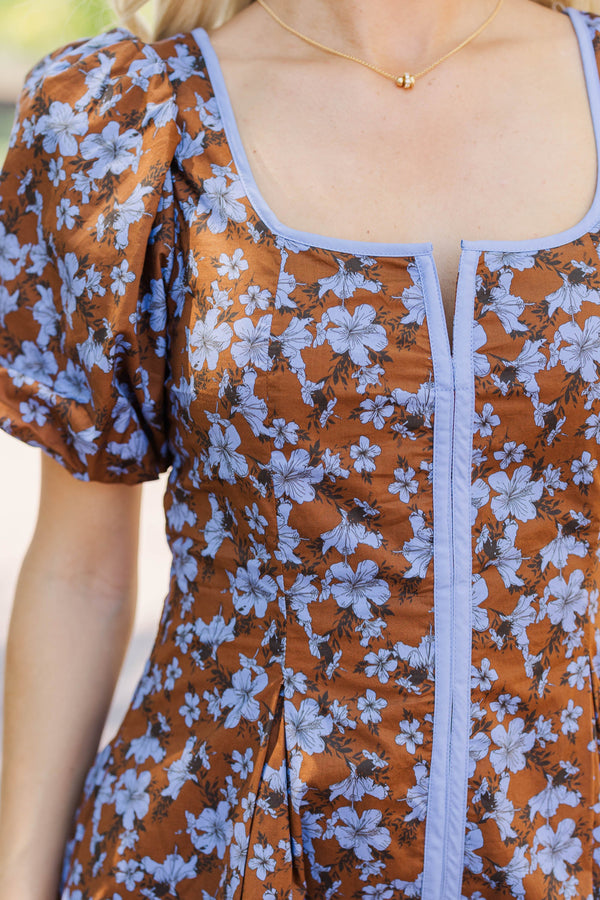 It Just Fits Brown Floral Dress