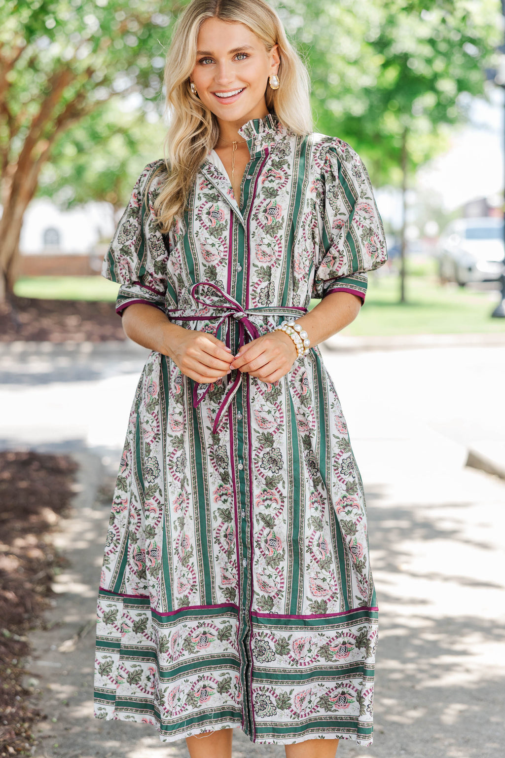 Say Yes Green Disty Floral Midi Dress – Shop the Mint