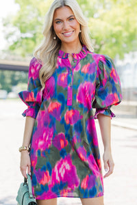 Lovely Impression Magenta Floral Dress