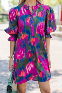 Lovely Impression Magenta Floral Dress