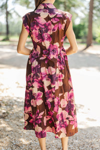 Fall Feeling Brown Floral Dress