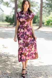 Fall Feeling Brown Floral Dress
