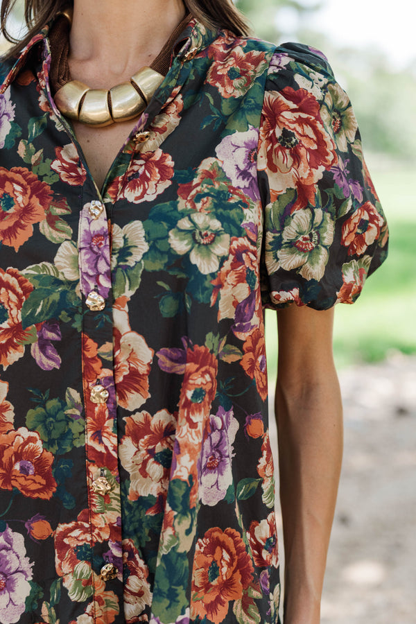 New Season Emerald Green Floral Dress