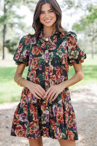 New Season Emerald Green Floral Dress