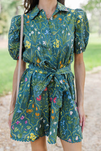 Ready Or Not Teal Floral Dress