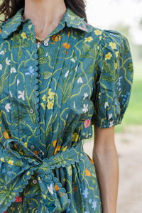 Ready Or Not Teal Floral Dress