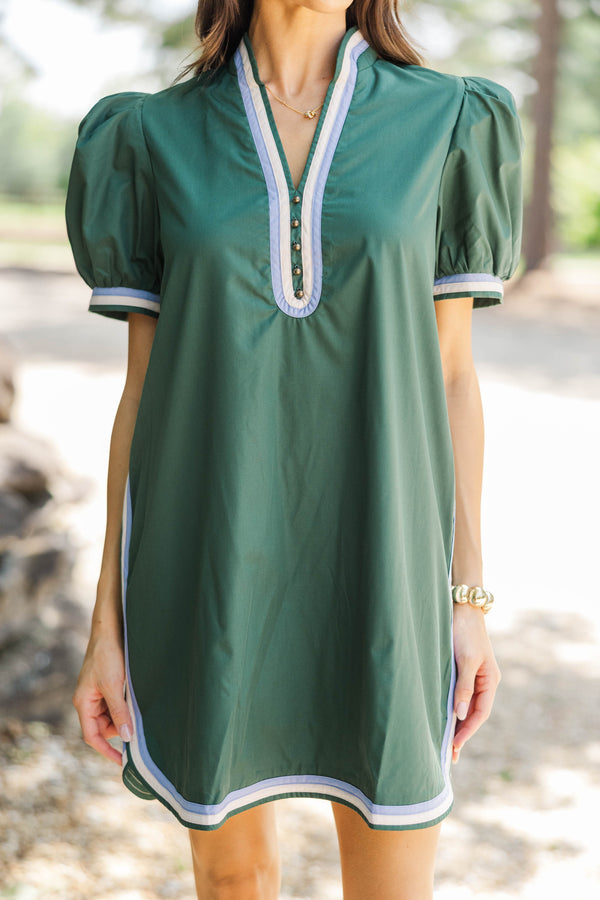 Perfect Balance Green Stripe Detail Dress