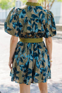 Stolen Glances Olive Floral Dress