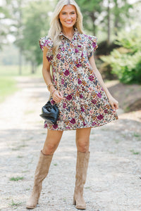 Sweet Harvest Burgundy Floral Dress