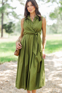 Change Of Plans Olive Green Midi Dress
