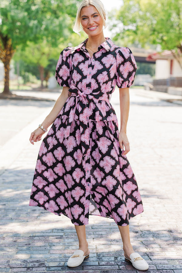Always In Pink Floral Midi Dress