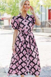 Always In Pink Floral Midi Dress