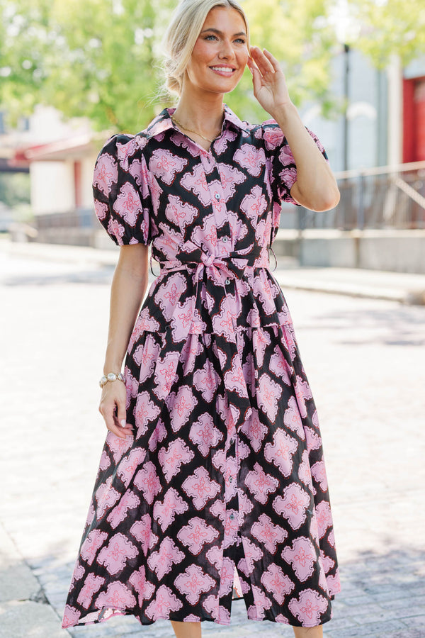 Always In Pink Floral Midi Dress