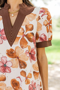 Fall For It Brown Floral Dress