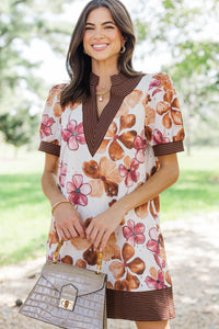 Fall For It Brown Floral Dress