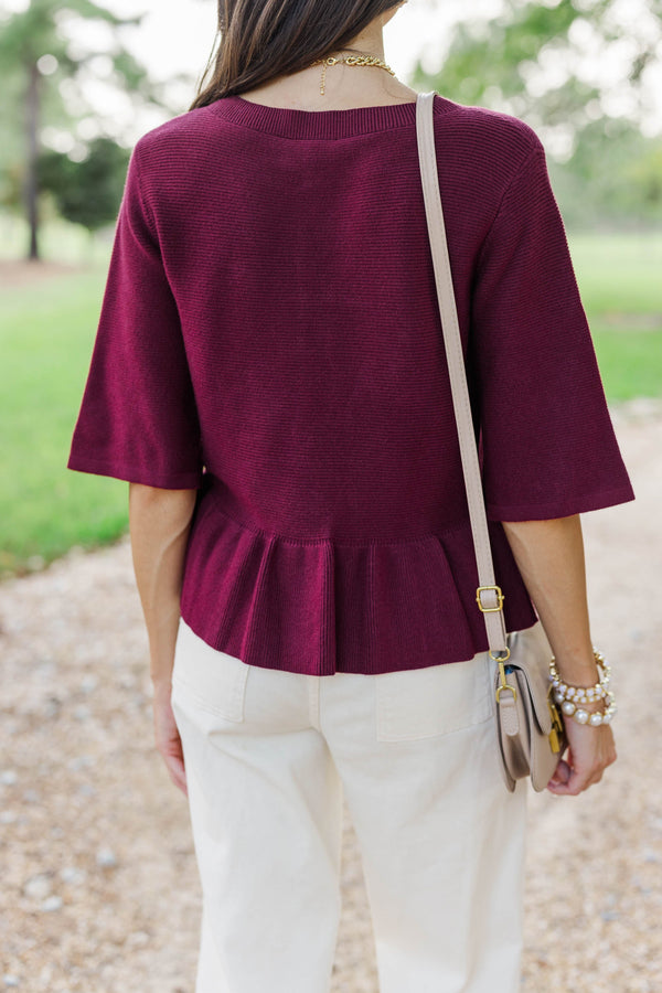Favorite Find Burgundy Ruffle Sweater