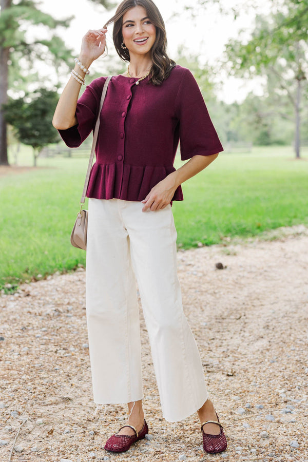Favorite Find Burgundy Ruffle Sweater