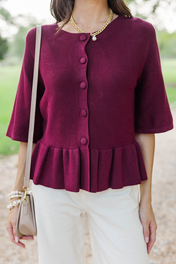 Favorite Find Burgundy Ruffle Sweater