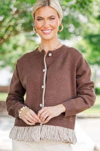 Cozy Haven Brown Cardigan