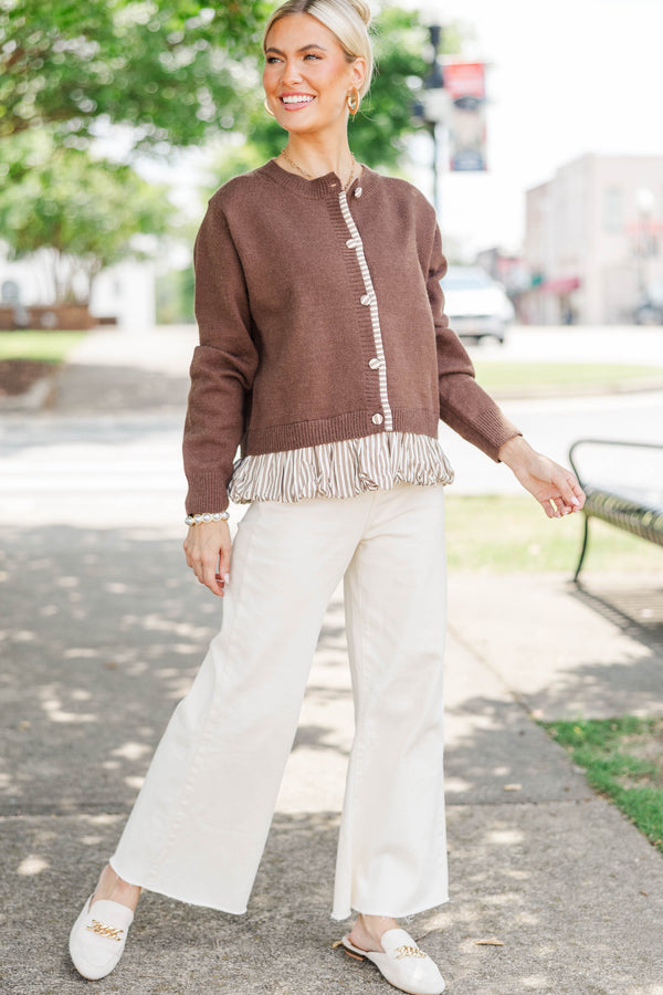Cozy Haven Brown Cardigan