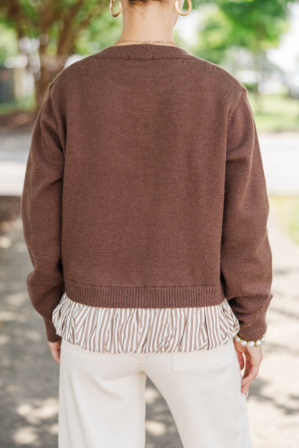 Cozy Haven Brown Cardigan