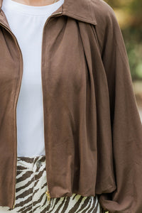 Easy Layers Brown Bubble Hem Jacket