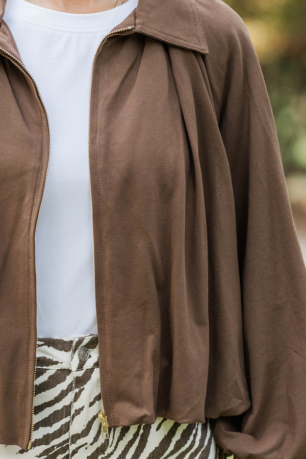 Easy Layers Brown Bubble Hem Jacket