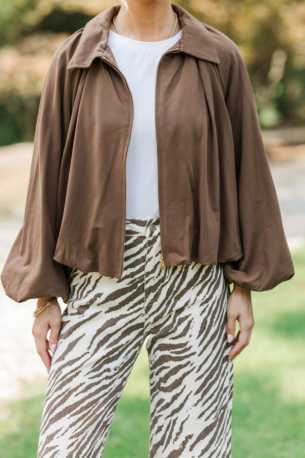 Easy Layers Brown Bubble Hem Jacket