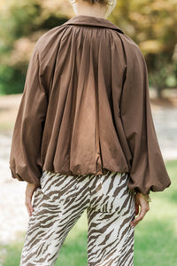 Easy Layers Brown Bubble Hem Jacket