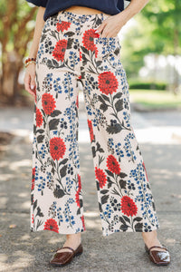 True Treasure Cream Floral Wide Leg Jeans