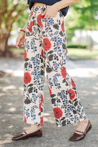True Treasure Cream Floral Wide Leg Jeans
